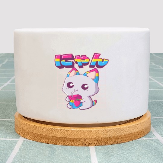 Pansexual Pride Kawaii Cat Strawberry Milk Pansexu Plant Pots