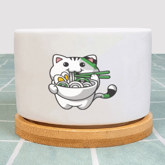 Demiromantic Pride Kawaii Cat Ramen Noodles Plant Pots