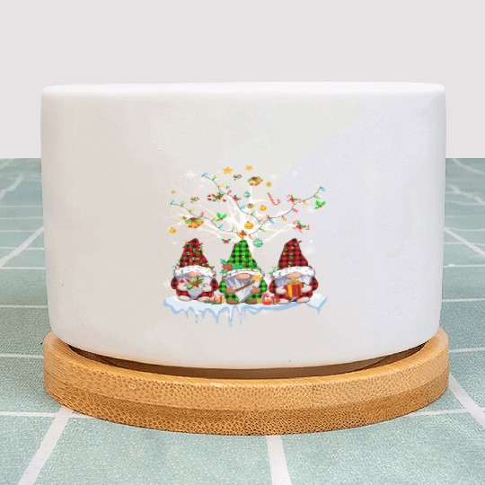 Gnomes Merry Christmas Light Family Gnome Xmas Plant Pots