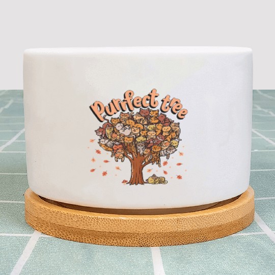 Purrfect Tree Kittens Family Of Cats Fall Season Plant Pots