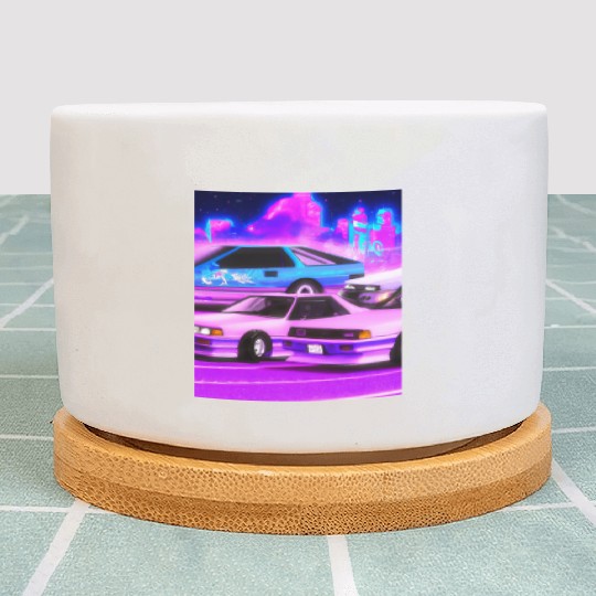 Vaporwave Car Synthwave City Plant Pots