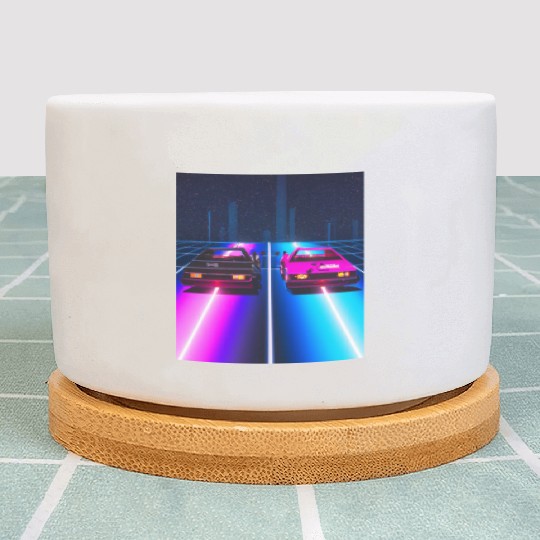 Vaporwave Car Synthwave City Plant Pots