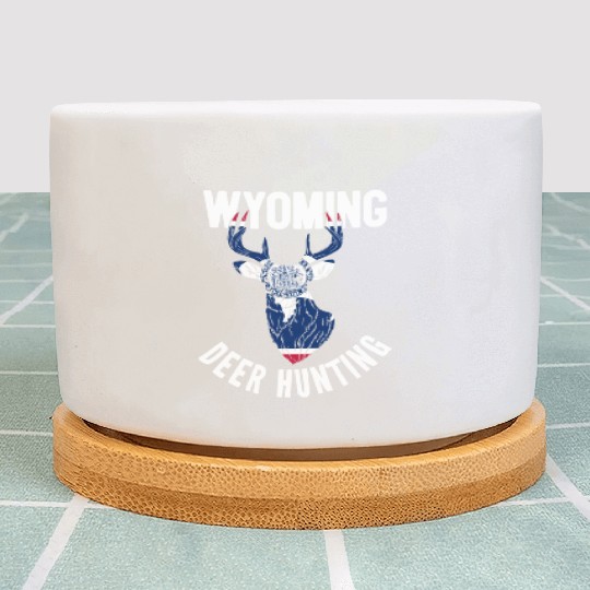 Wyoming Deer Hunting Buck Stag Hunter Plant Pots