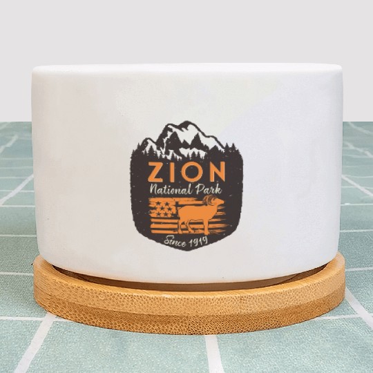 Zion National Park US Flag Bighorn Sheep Plant Pots