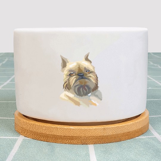 Cute Brussels Griffon Dog Watercolor Painting Plant Pots