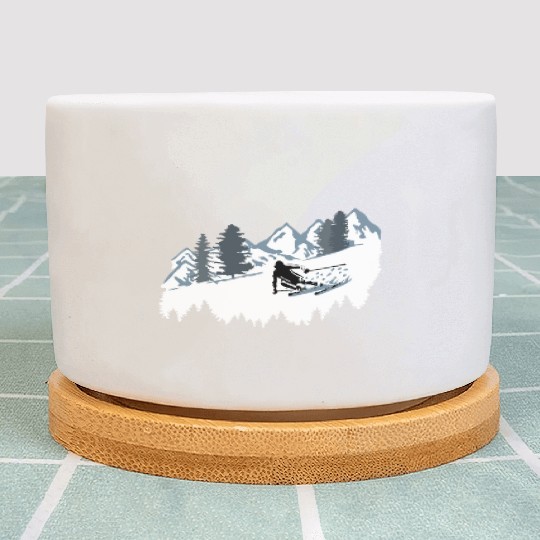 Skier and Mountains, Skiing Plant Pots