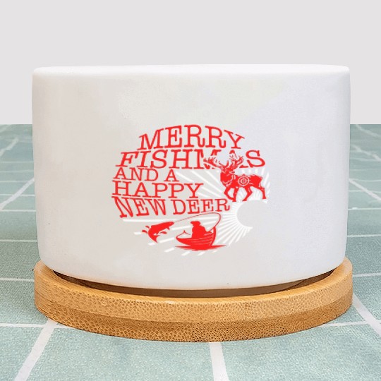 Christmas Plant Pots, Merry Fishmas And Happy New Deer