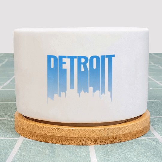 Detroit Michigan Skyline Plant Pots