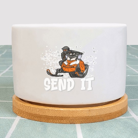 Send It Ride Like You Stole It Snowmobile Plant Pots