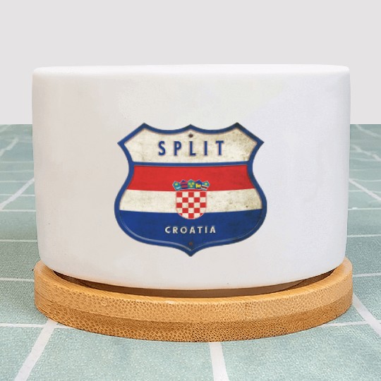 Split Croatia flag coat of arms design Plant Pots