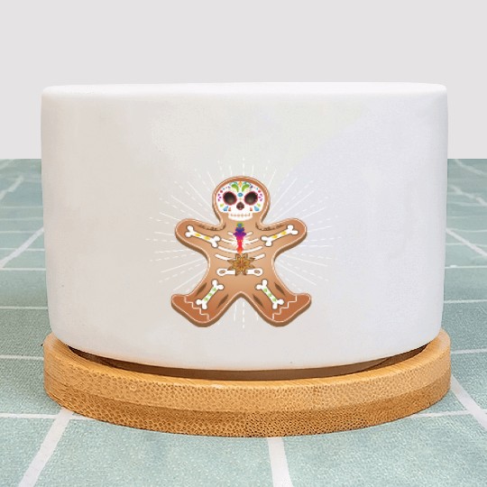 Gingerbread man Sugar Skull decor for Christmas Plant Pots