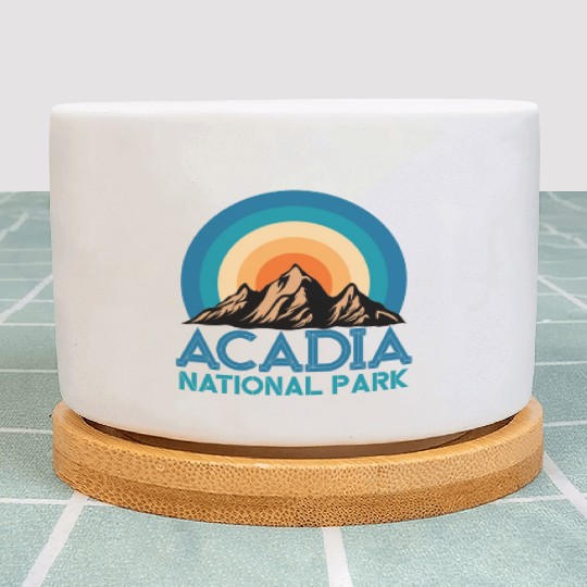 Cool Vintage Retro Acadia National Park Mountain Plant Pots