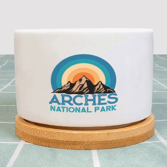 Cool Vintage Retro Arches National Park Mountain Plant Pots