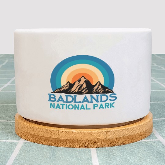 Cool Vintage Retro Badlands National Park Mountain Plant Pots