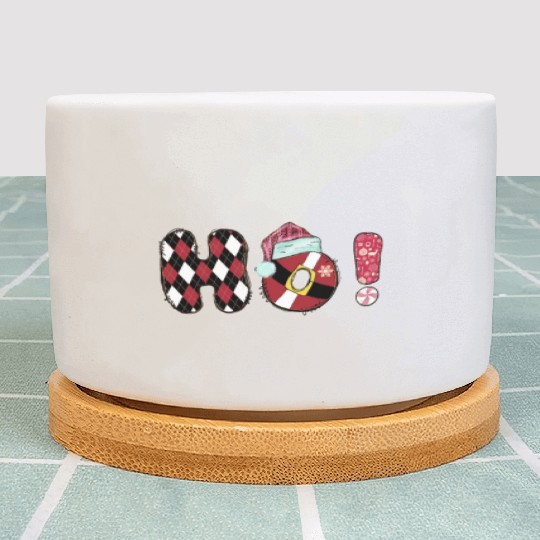 Xmas Christmas Ho Santa Claus Buffalo Plaid Plant Pots