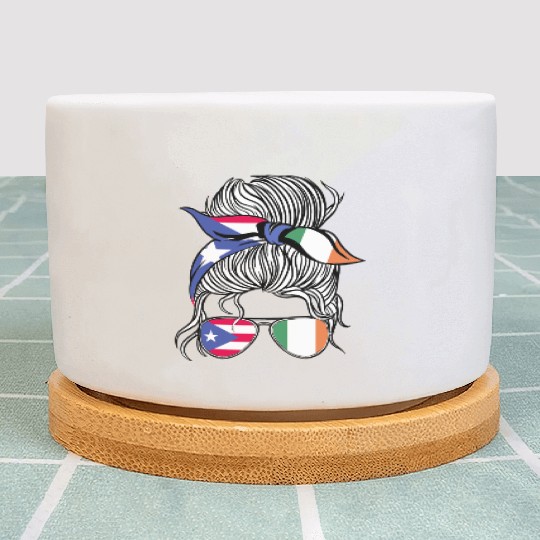 Puerto Rico Flag Ireland Grown Women Girl Country Plant Pots