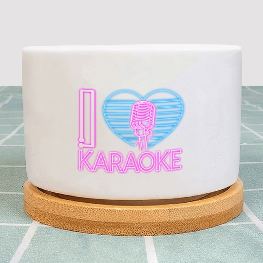 Karaoke Singer Heart 80s Retro I Plant Pots