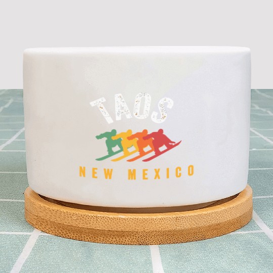 Vintage Taos Nm Us New Mexico Ski Snowboard Mounta Plant Pots