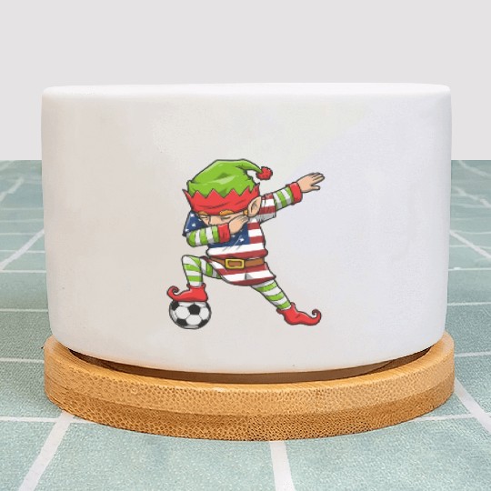 Soccer Boy Dabbing Elf Squad Christmas Jersey Plant Pots