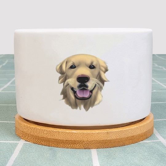 Beautiful Golden Retriever Illustration Plant Pots