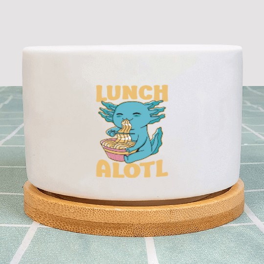 Axolotl Eating Ramen Funny Lunchalotl Plant Pots