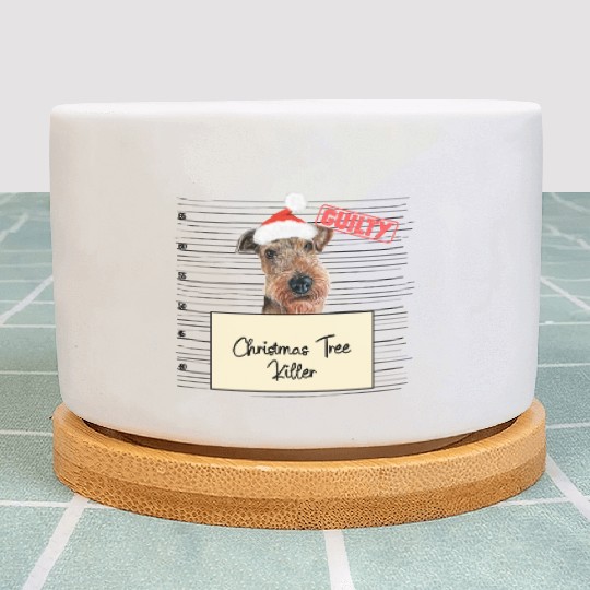 Airedale Terrier christmas funny prison Plant Pots