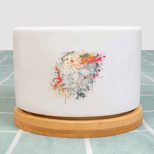 Ink Splatter Skull Plant Pots