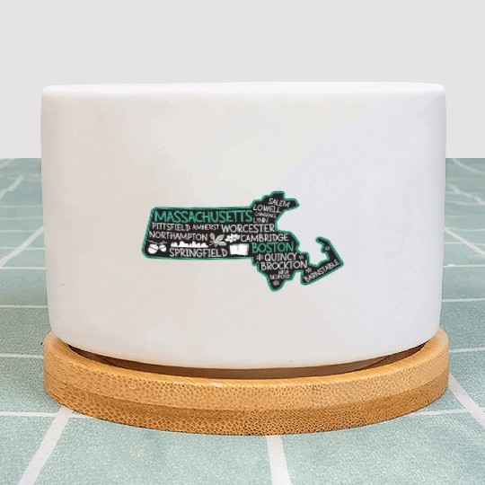 Massachusetts Boston cute map Salem Lowell Lawrenc Plant Pots