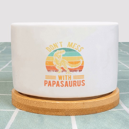 Papa Dad Father Dinosaur Funny Design - Papasaurus Plant Pots