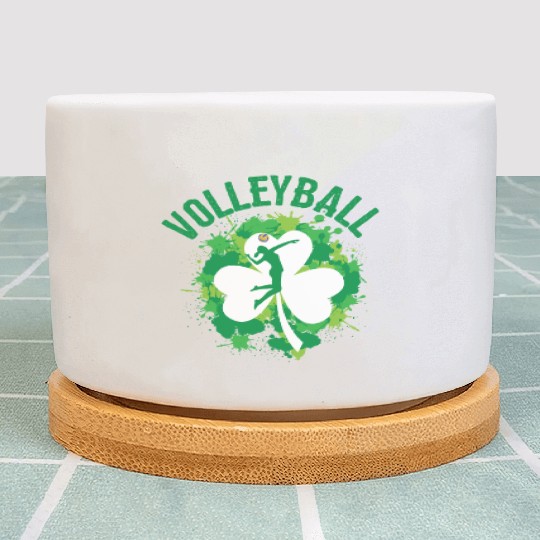 Volleyball Shamrock Irish Sports St Pattys Day Plant Pots