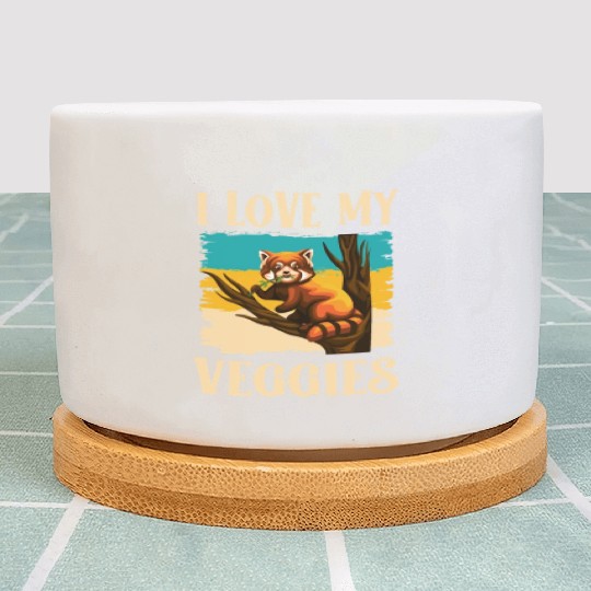 I Love My Veggies Red Panda Zookeeper Wildlife Plant Pots