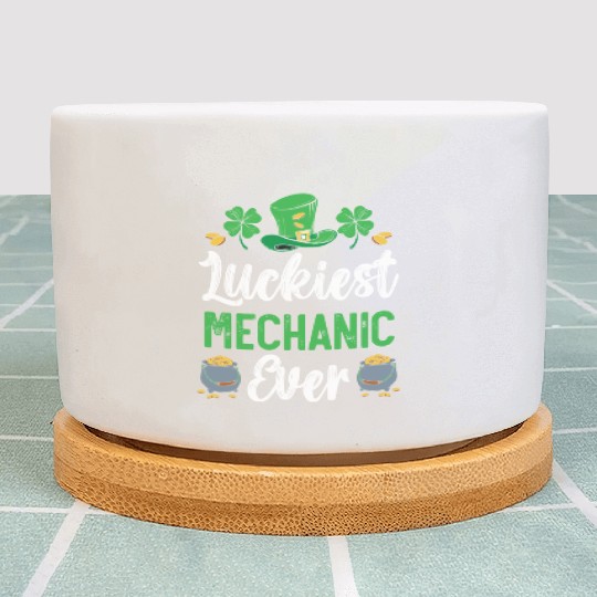 Luckiest Mechanic Ever St. Patrick's Day Plant Pots