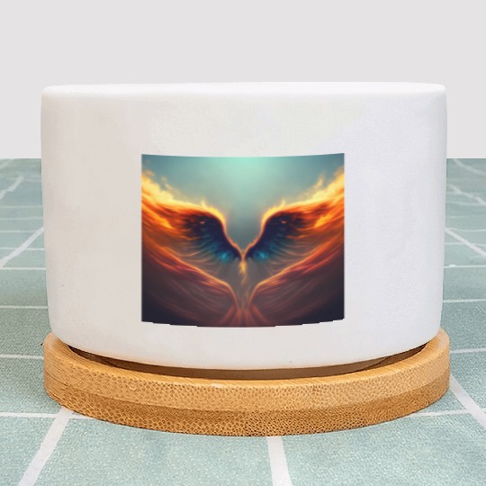 Mashup Epic Wallpaper Flaming Angel Wings Plant Pots