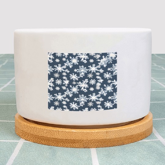 Snow pattern on navy blue background Plant Pots