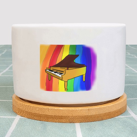 piano in front of a colorful rainbow Plant Pots