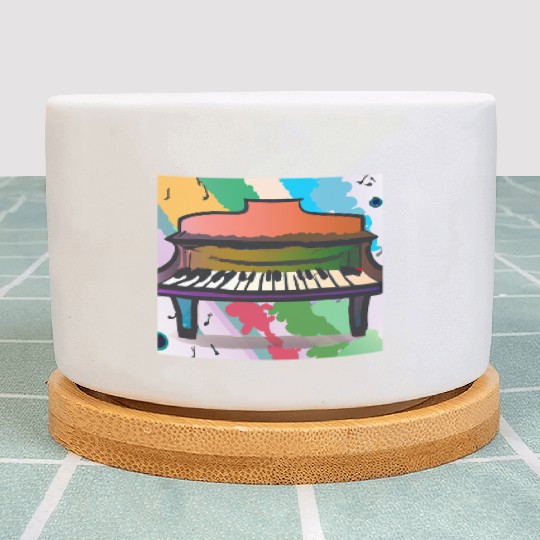 A beautiful piano in front of a colorful rainbow Plant Pots