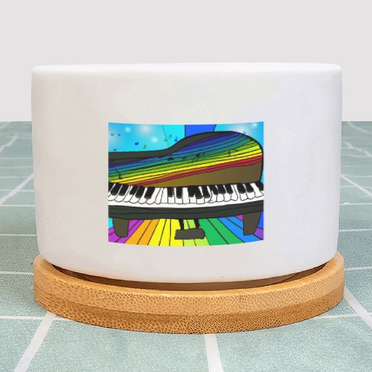 piano in front of a colorful rainbow Plant Pots