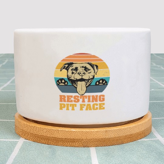 Pitbull Resting Pit Face Vintage Plant Pots