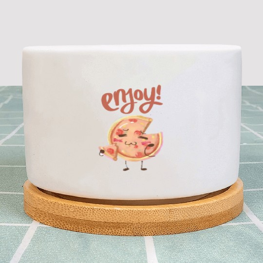 Enjoy funny pizza sticker , stimulate , pastries Plant Pots