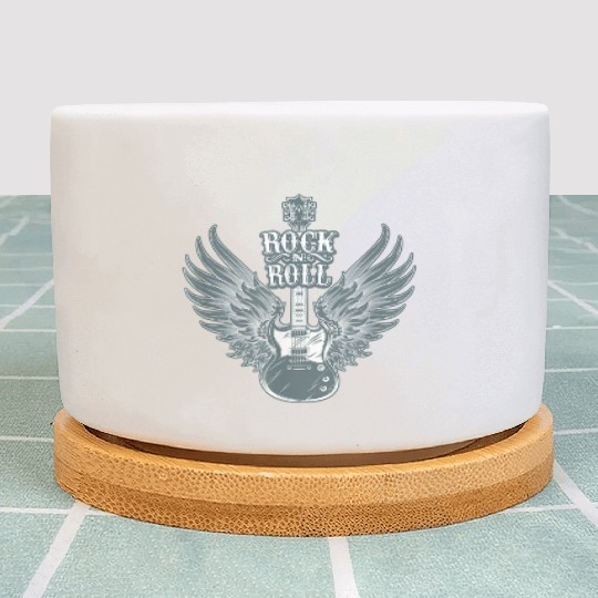 Rock N Roll Angel Wings Music Guitar Player Plant Pots