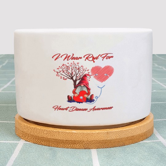 Gnomes I Wear Red For Heart Disease Awareness Plant Pots