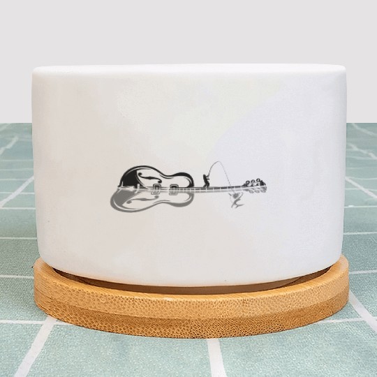 Guitar Player Shark Fish Angler Fishing I Funny Gu Plant Pots