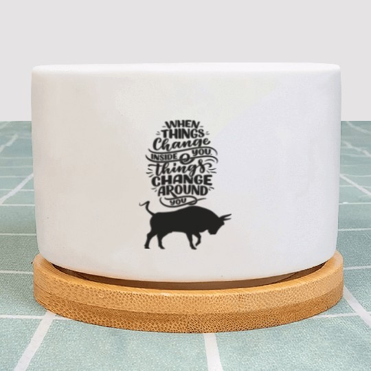 stay positive with a black bull sticker Plant Pots