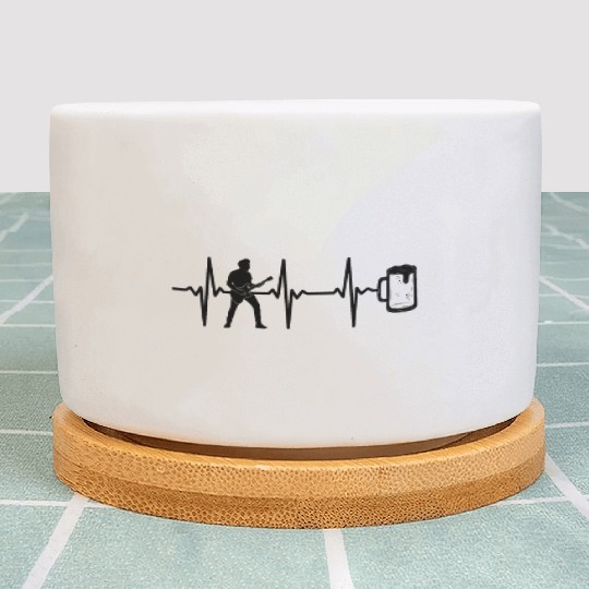 Guitar Player Bass Guitar Heartbeat Beer - Bass Gu Plant Pots