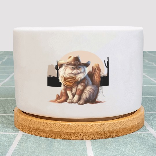 Cat Cowboy Hat meow Cowboy Cat Meme Plant Pots
