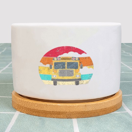 Retro Yellow School Bus for School Bus Driver andj Plant Pots