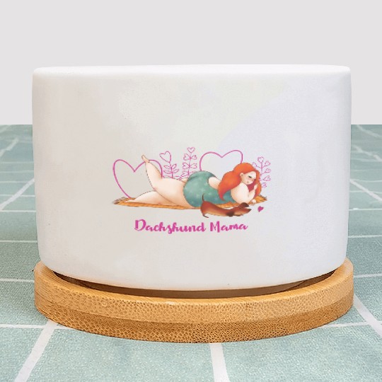 Dachshund Mama Watercolor Illustration Plant Pots