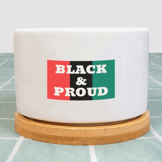 Black and Proud on a Red, Black, and Green Colors Plant Pots