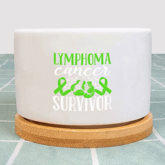 Lymphoma Cancer Awareness Ribbon Gloves Survivor Plant Pots