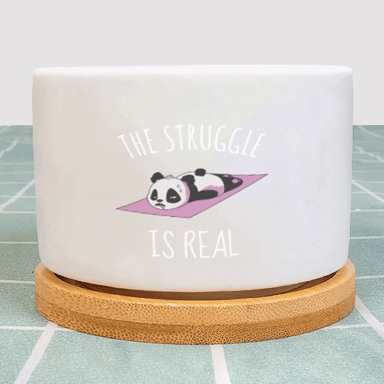 Funny Panda Women Yoga Gym Exercise The Struggle i Plant Pots